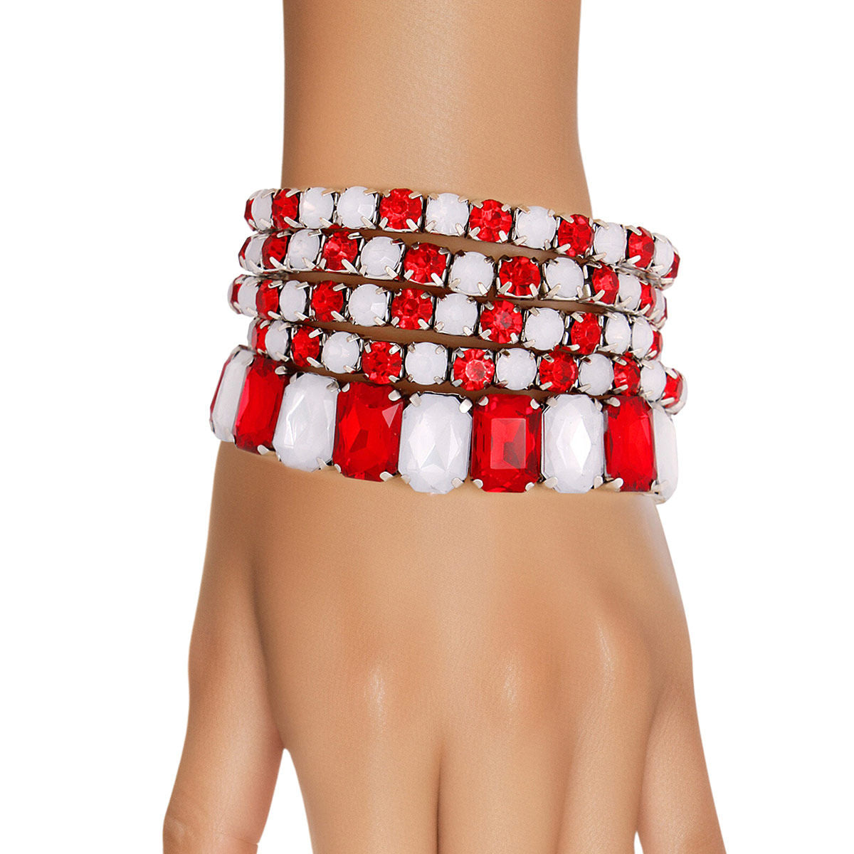 Red White Stretch Tennis Bracelets