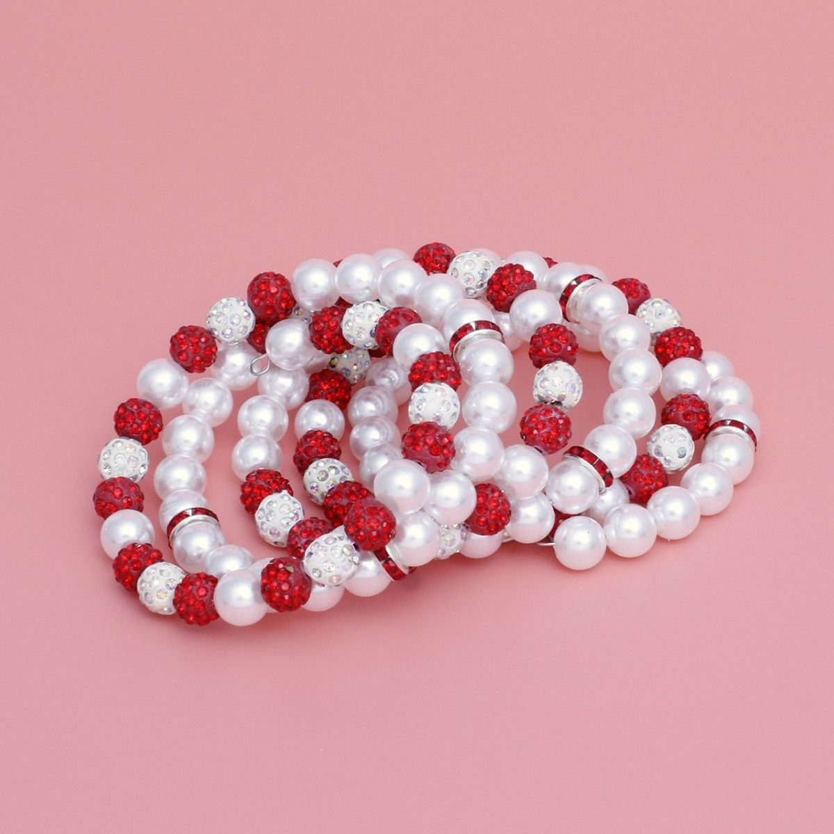 DST White Pearl and Bead Memory Wire Bracelet