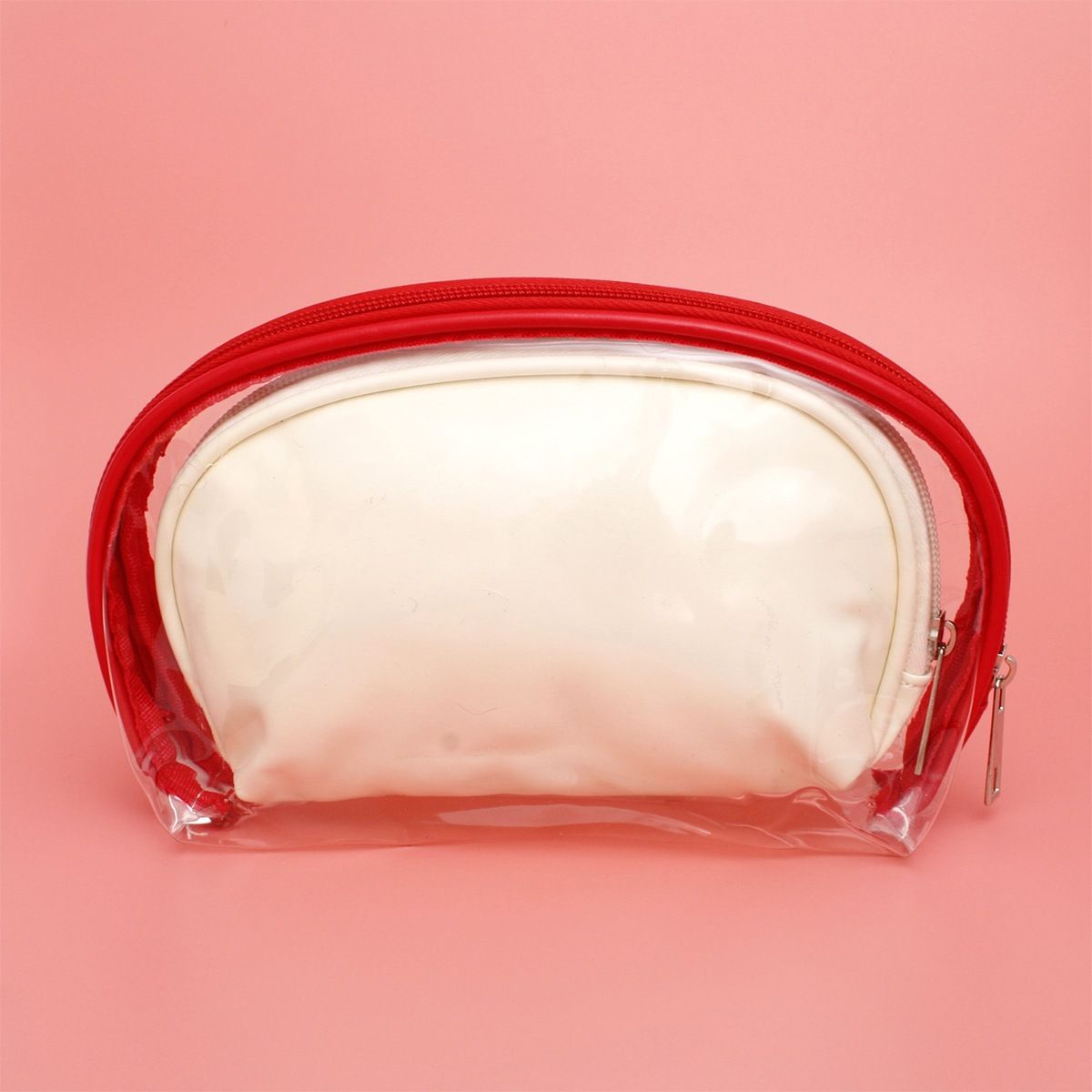 DST Sorority Red and Cream Cosmetic Pouch Set