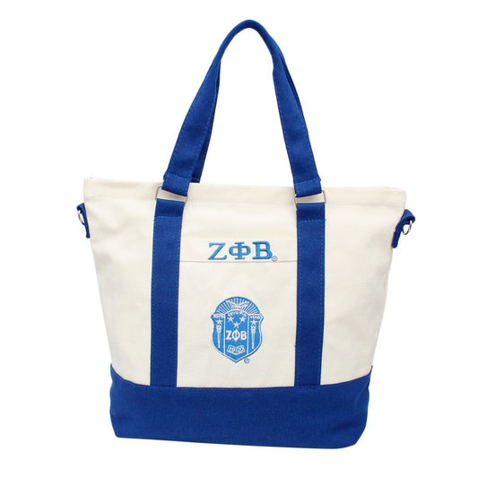 ZPB Sorority Thick Canvas Embroidered Tote Bag