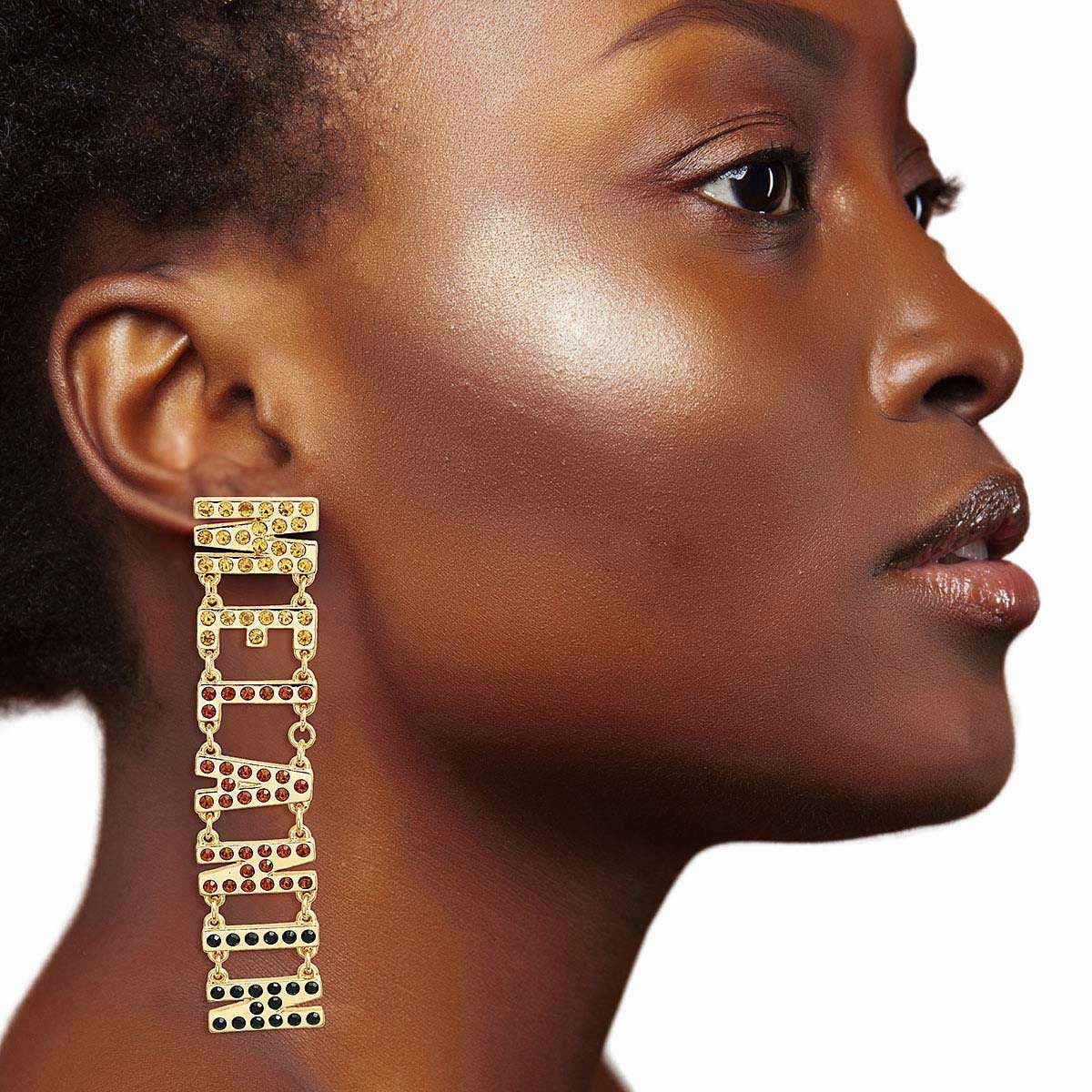 Gold Rhinestone MELANIN Link Earrings