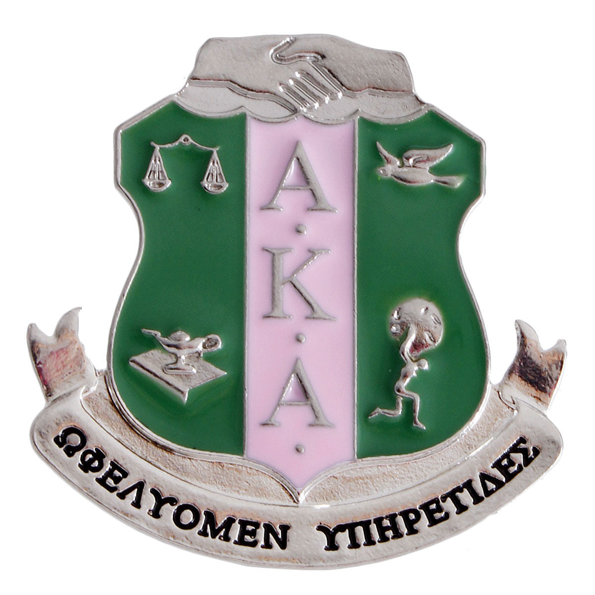 AKA Pink Green Sorority Shield Brooch