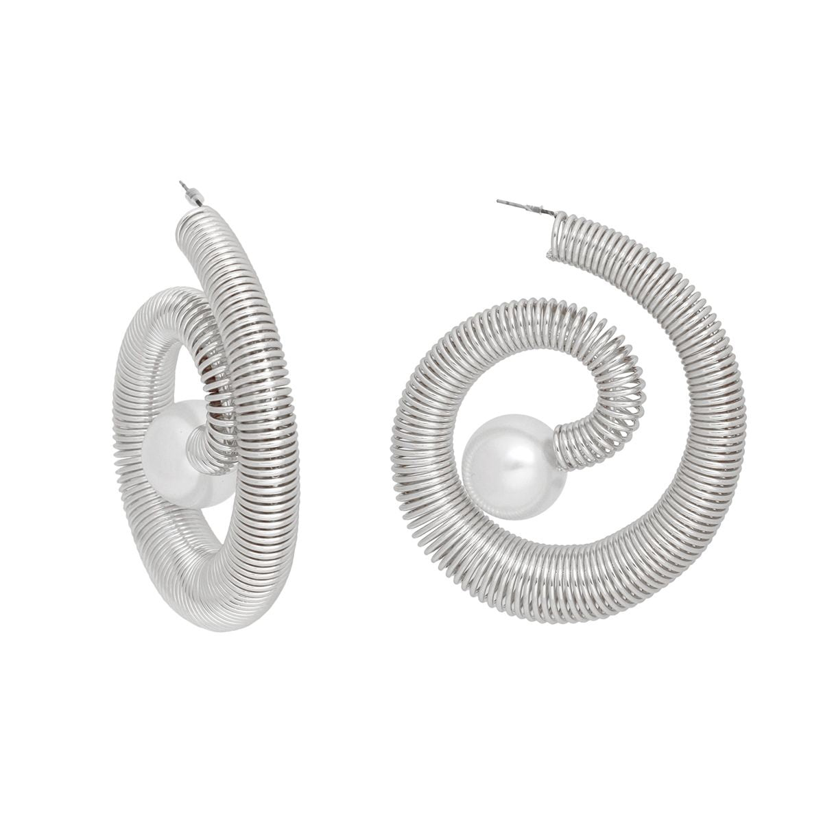 Hoop Silver Jump Coil Spring Pearl Earrings Women