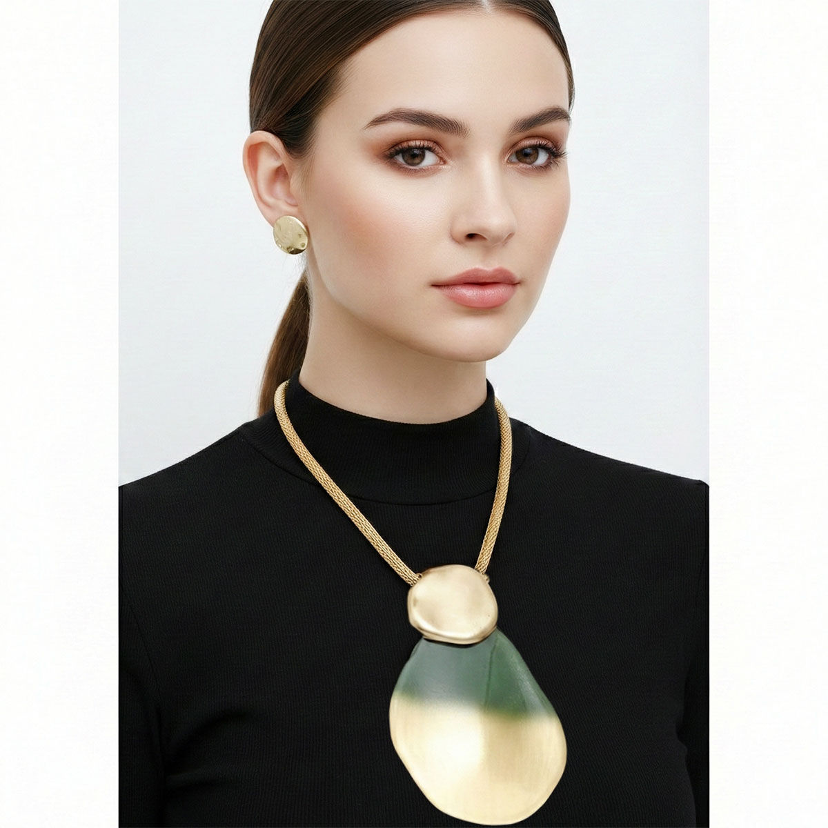 Pendant Green Ombre Organic Teardrop Necklace