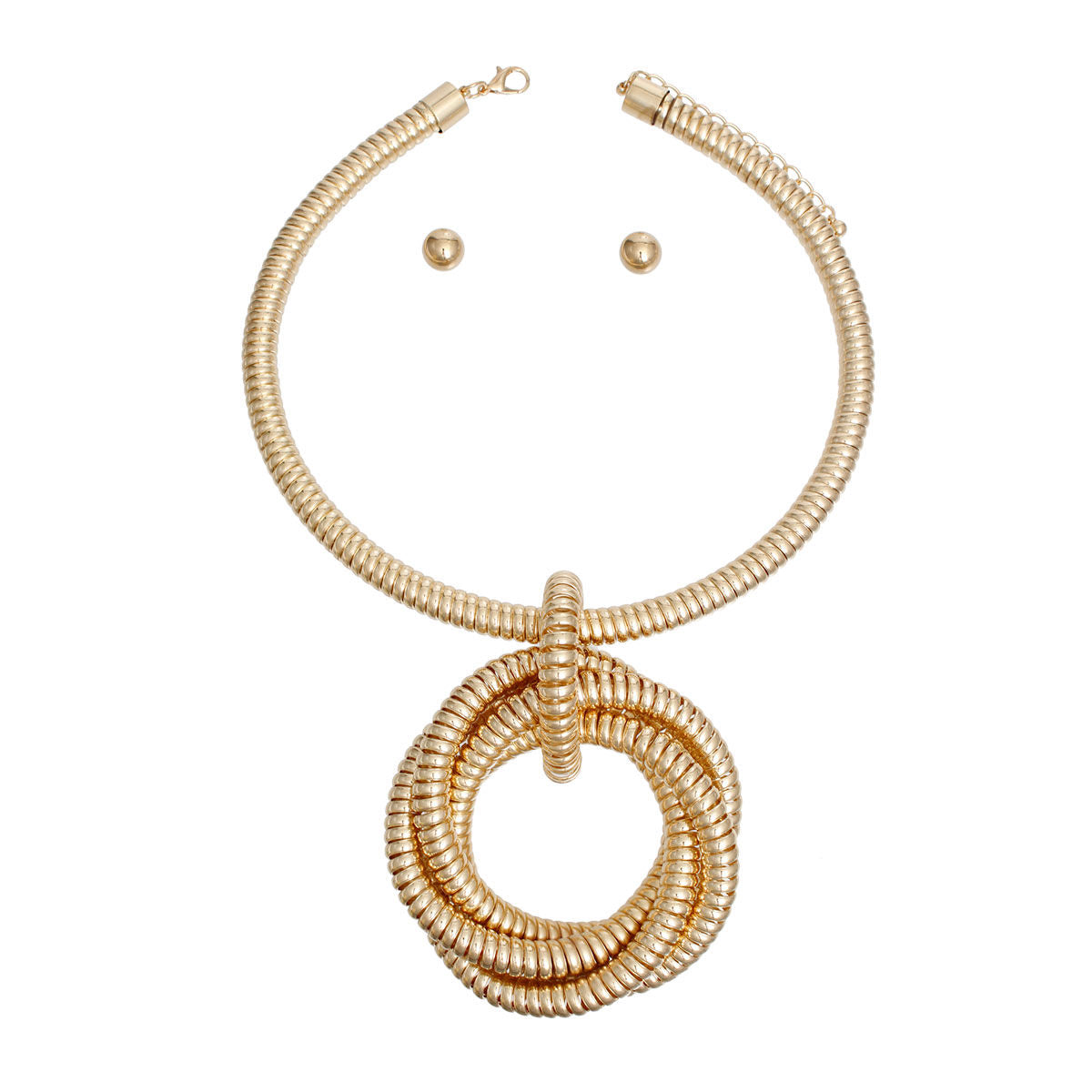 Gold Coiled Ring Collar Set