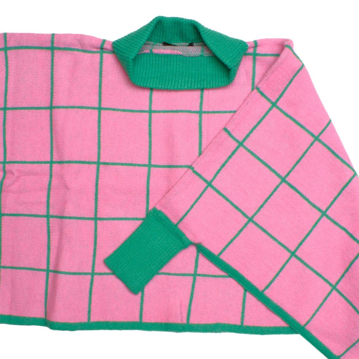 AKA Sorority Plaid Knit Pink Green Poncho