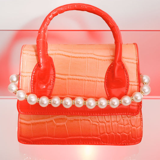 Zuri's Red Croc Flap Satchel Handbag