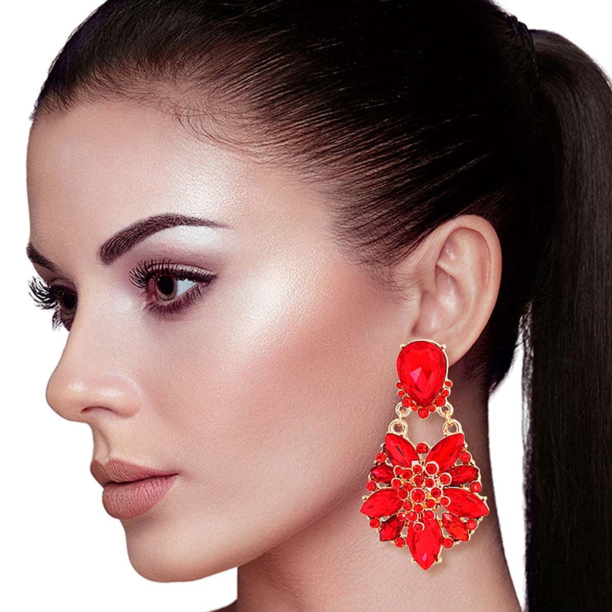 Red Marquise Dangle Earrings